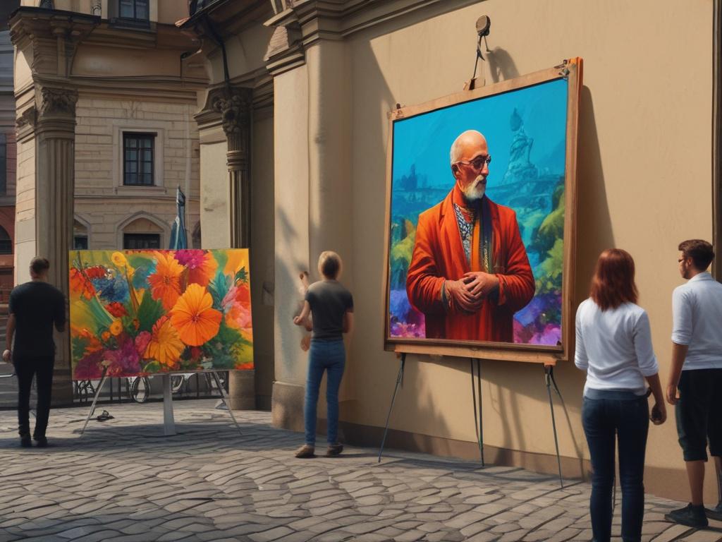 A vibrant art event in Lviv, showcasing a local artist
