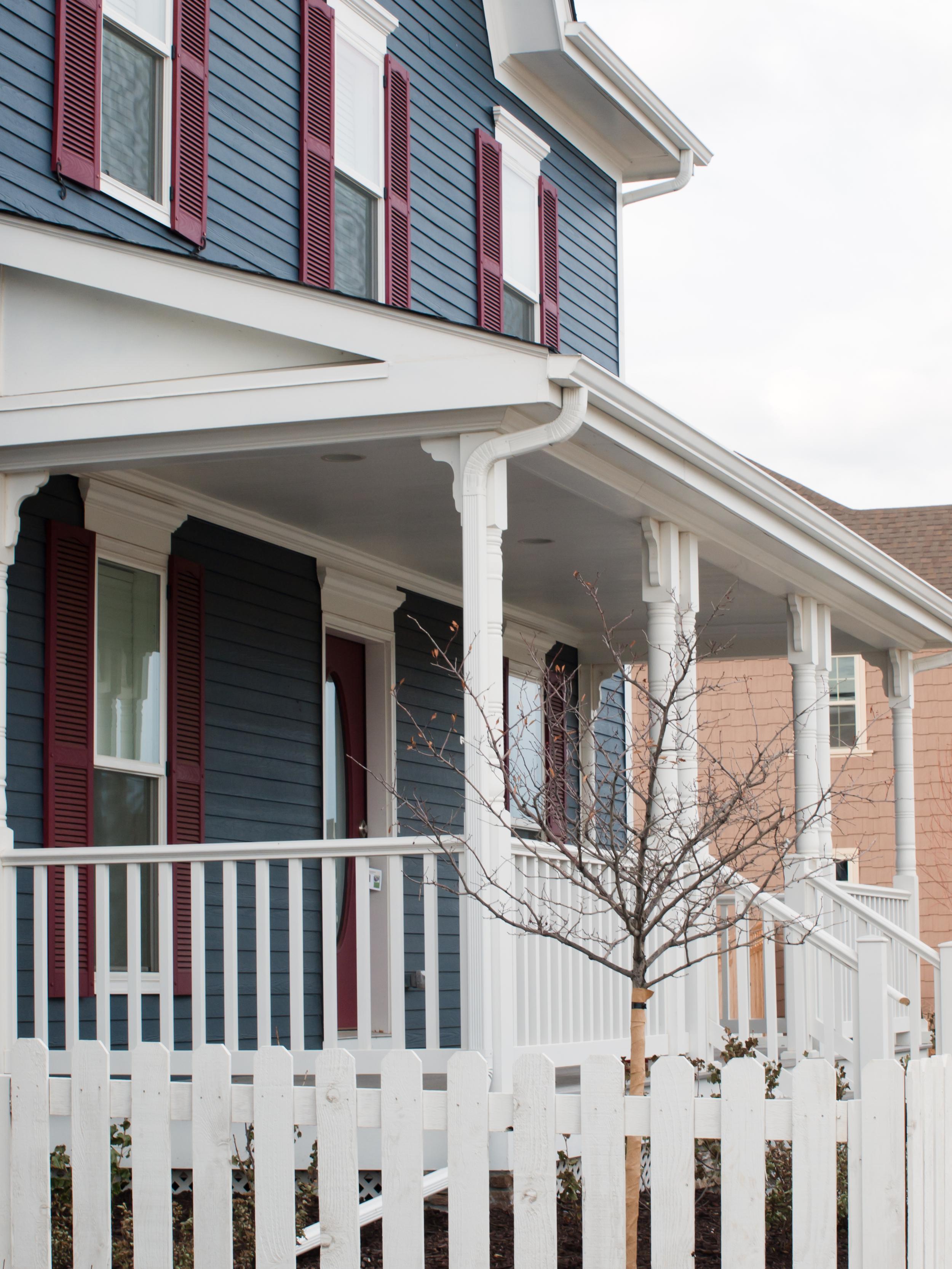 Blue siding on a house
