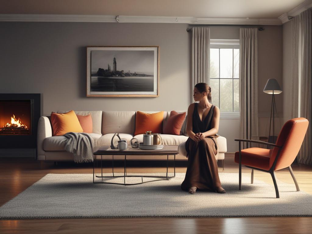 A serene and intimate setting, featuring a woman in a