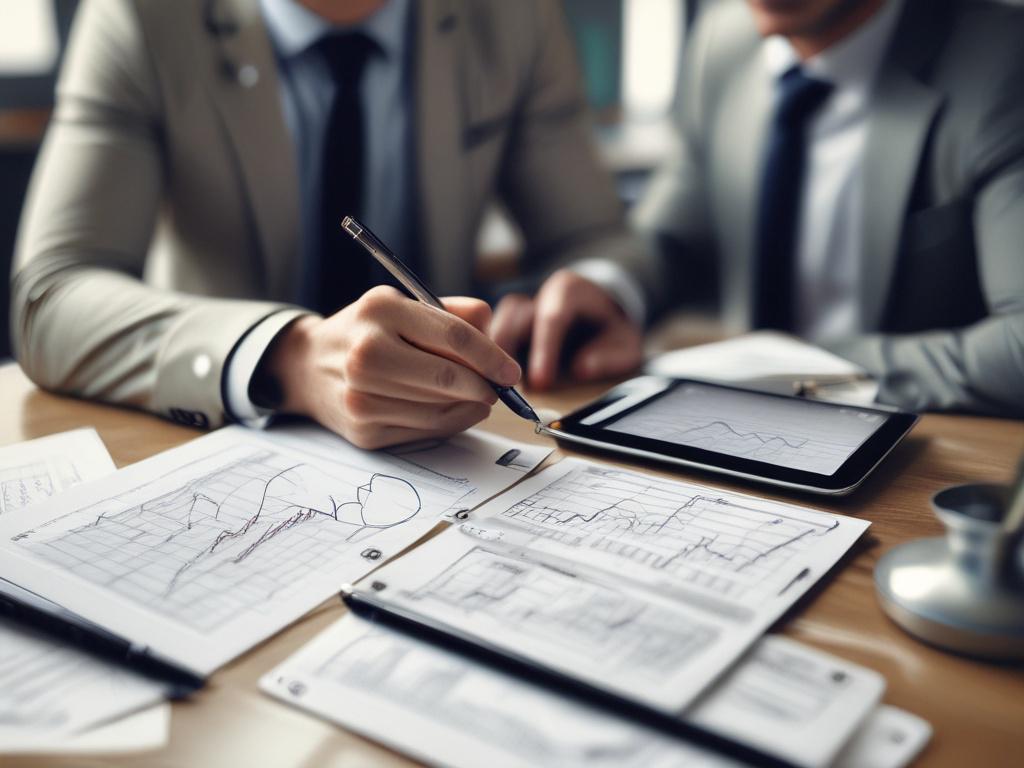 A close up shot of a marketing consultant analyzing data