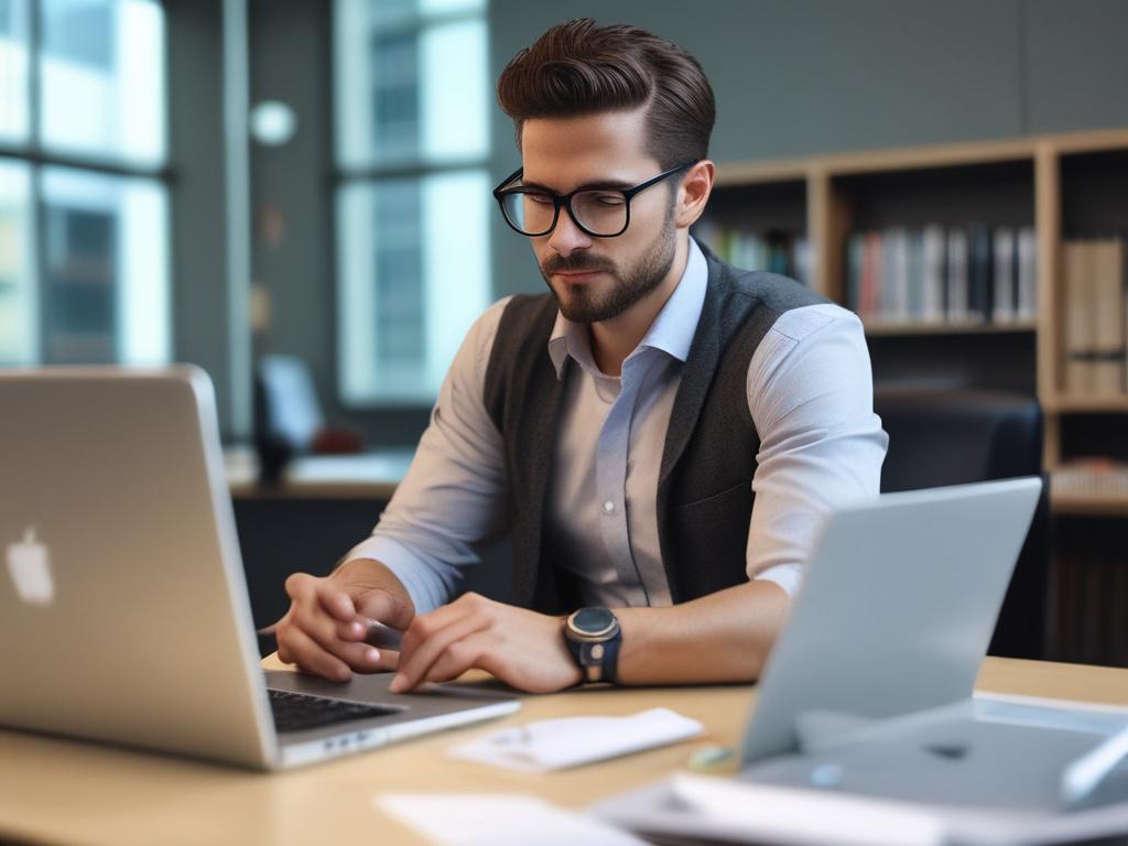 A close up shot of a professional IT consultant working