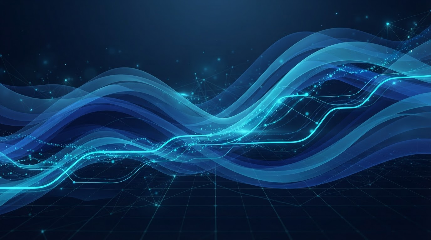 Abstract layered waves representing cloud infrastructure