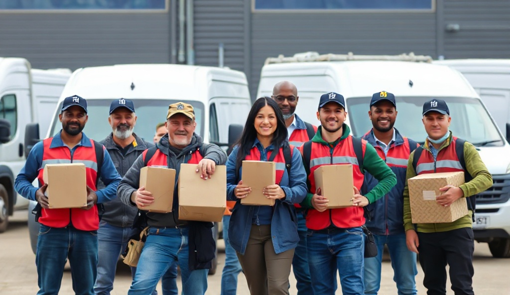 Team of diverse delivery drivers