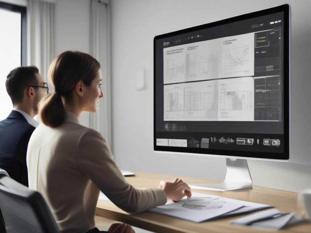 A close up shot of a marketing strategist presenting a