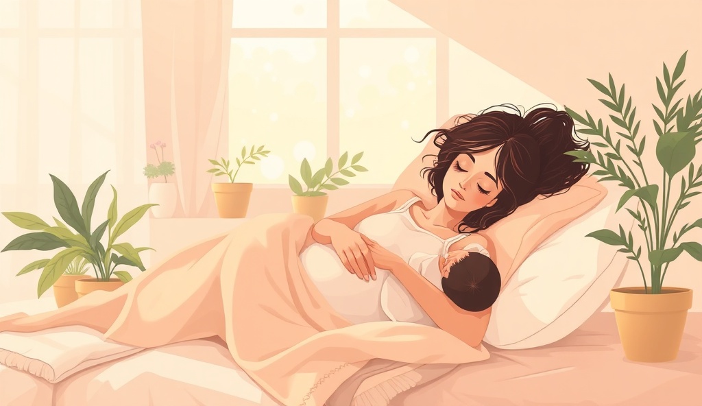 Mother resting peacefully at home