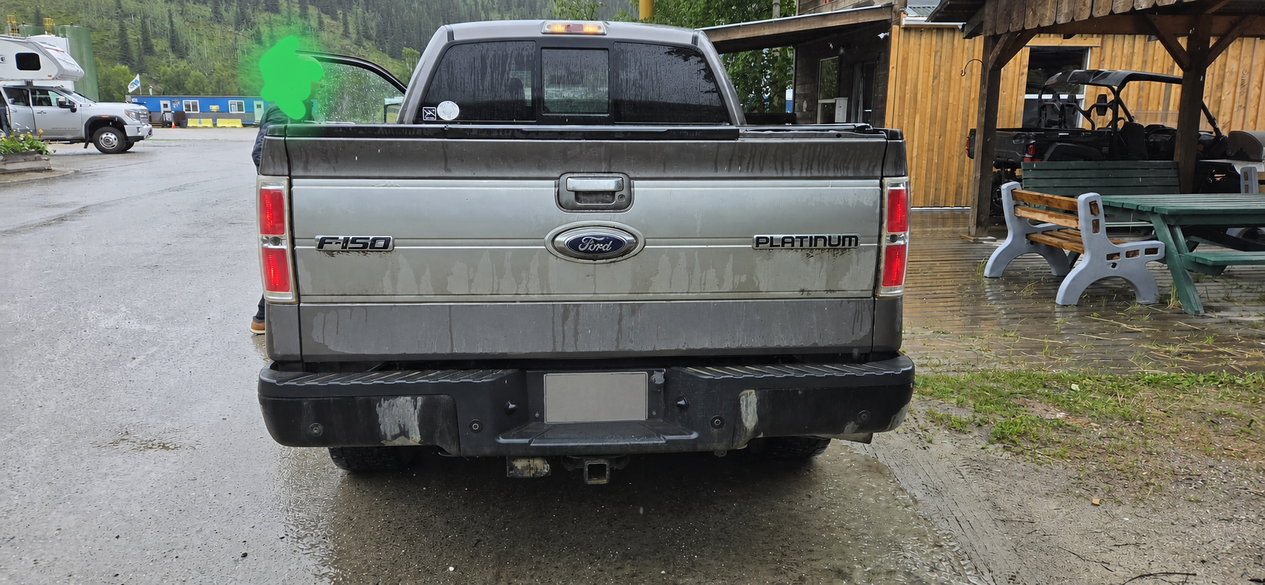 Rear view of 2012 Ford F-150 Platinum with licence plate redacted