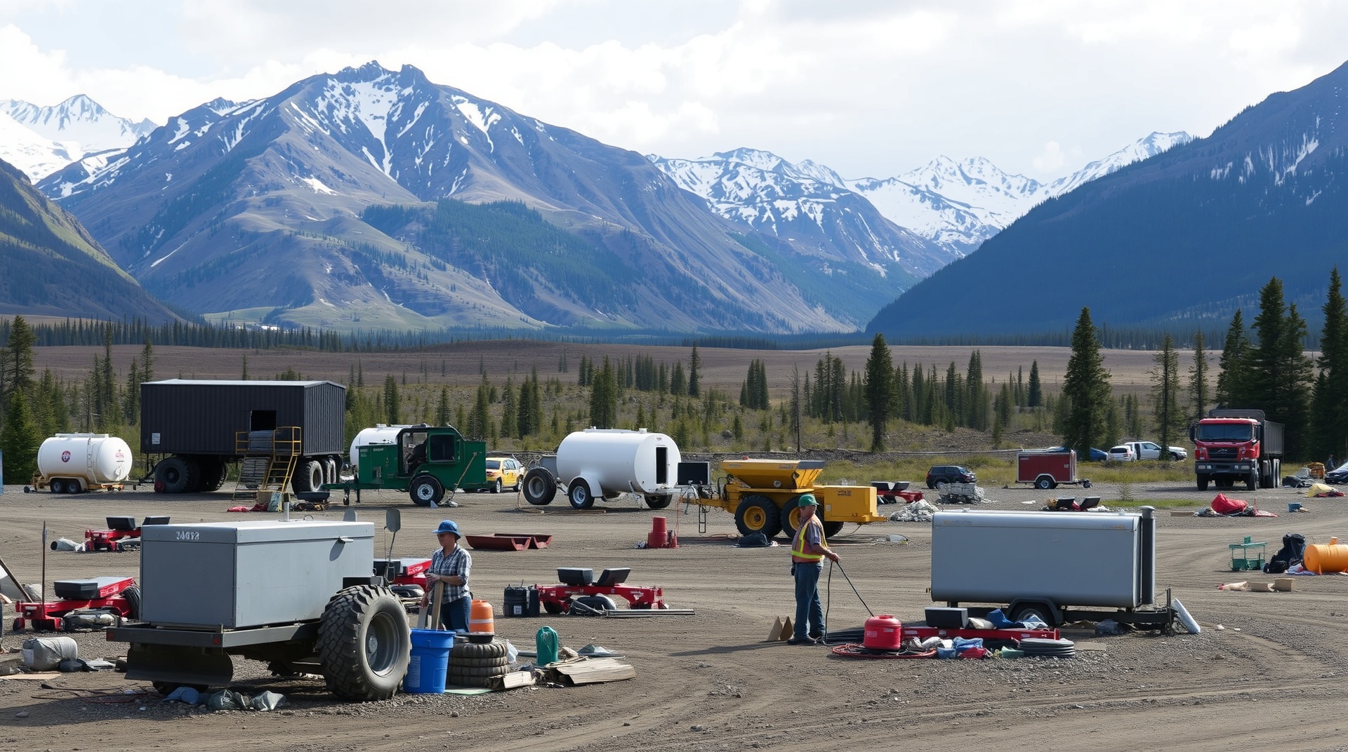 Yukon mining camp with equipment and responsible land stewardship