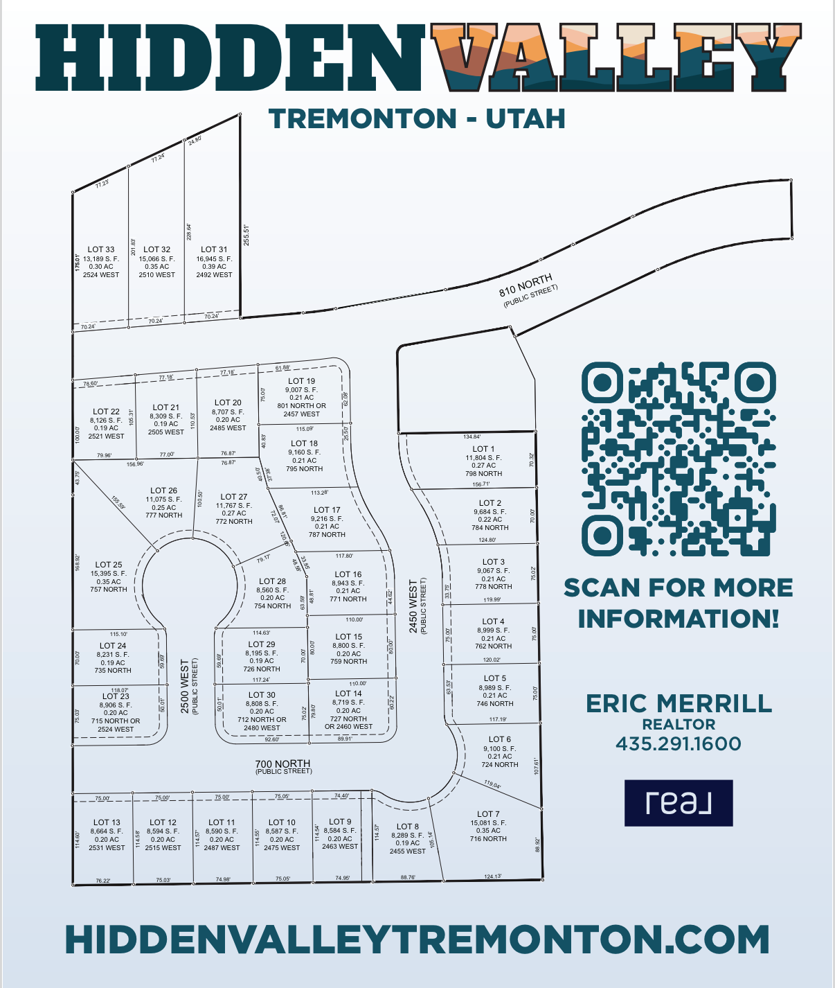 Lot map of Hidden Valley subdivision