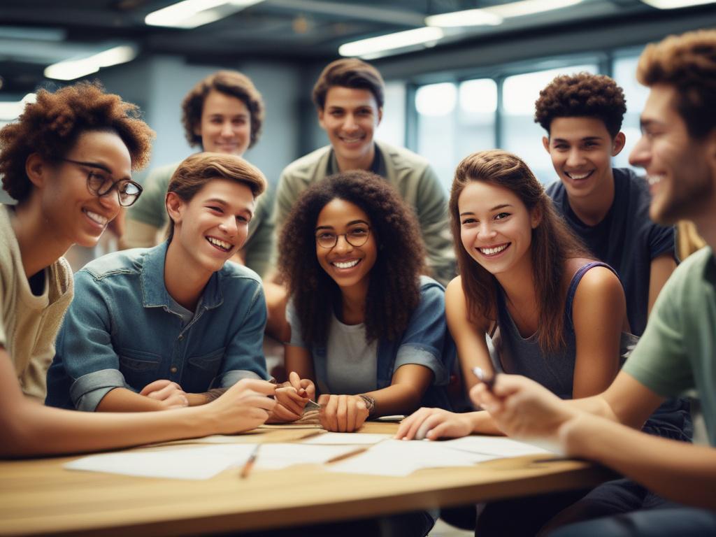 A close up shot of a diverse group of enthusiastic