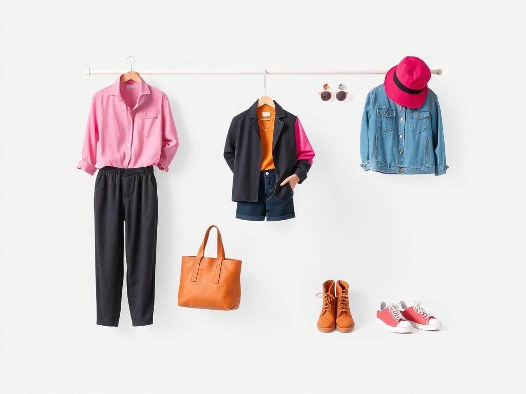 A realistic high resolution of a modern, stylish outfit displayed