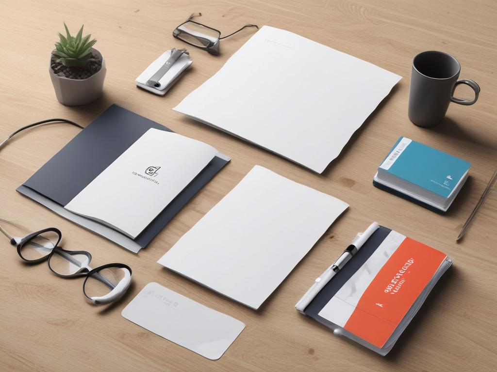 A high resolution of a branding identity kit displayed on