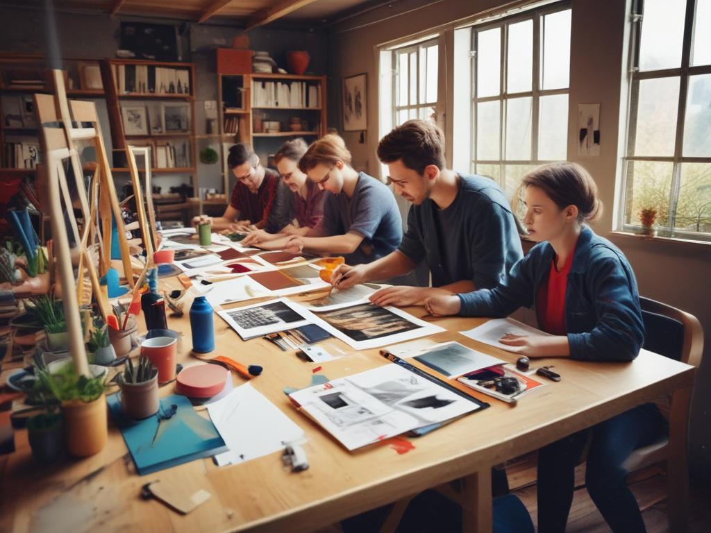 A vibrant and engaging image of a creative workshop in