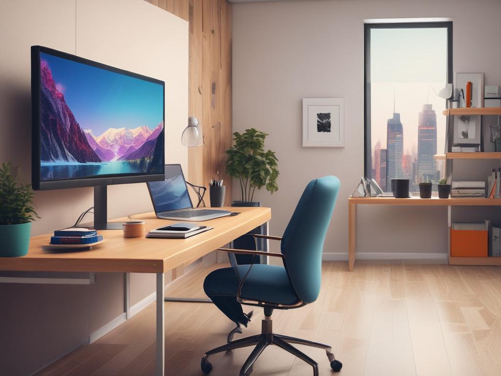 A sleek and modern workspace featuring a designer working on