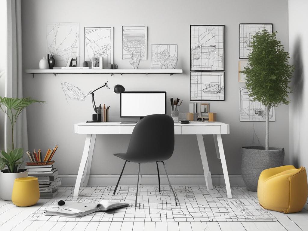A creative workspace featuring a designer sketching concepts on paper,