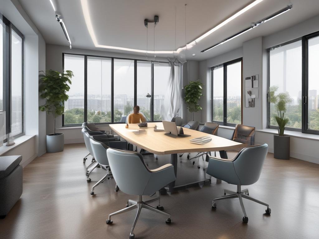 A team meeting in a modern office, featuring a designer