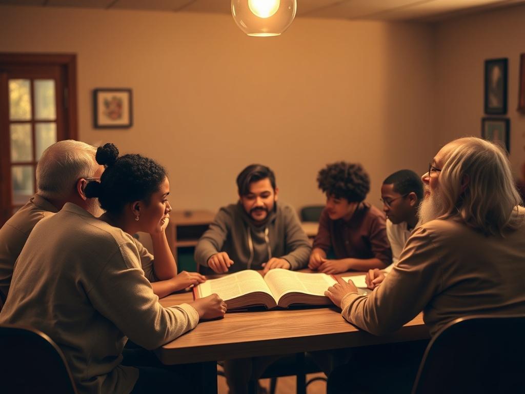 A cozy classroom setting with a group of diverse individuals