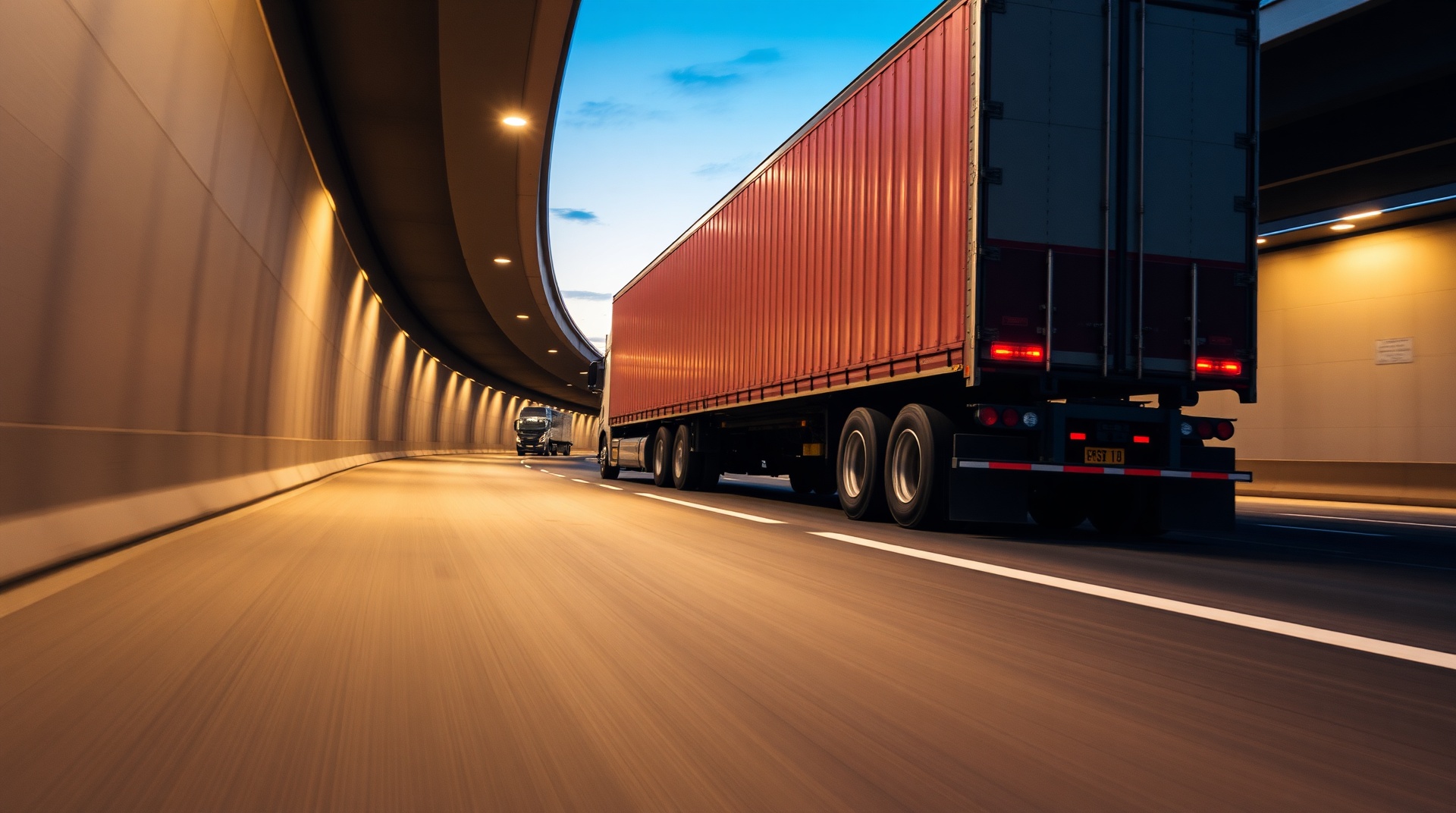 Professional freight transportation - tractor trailer on highway