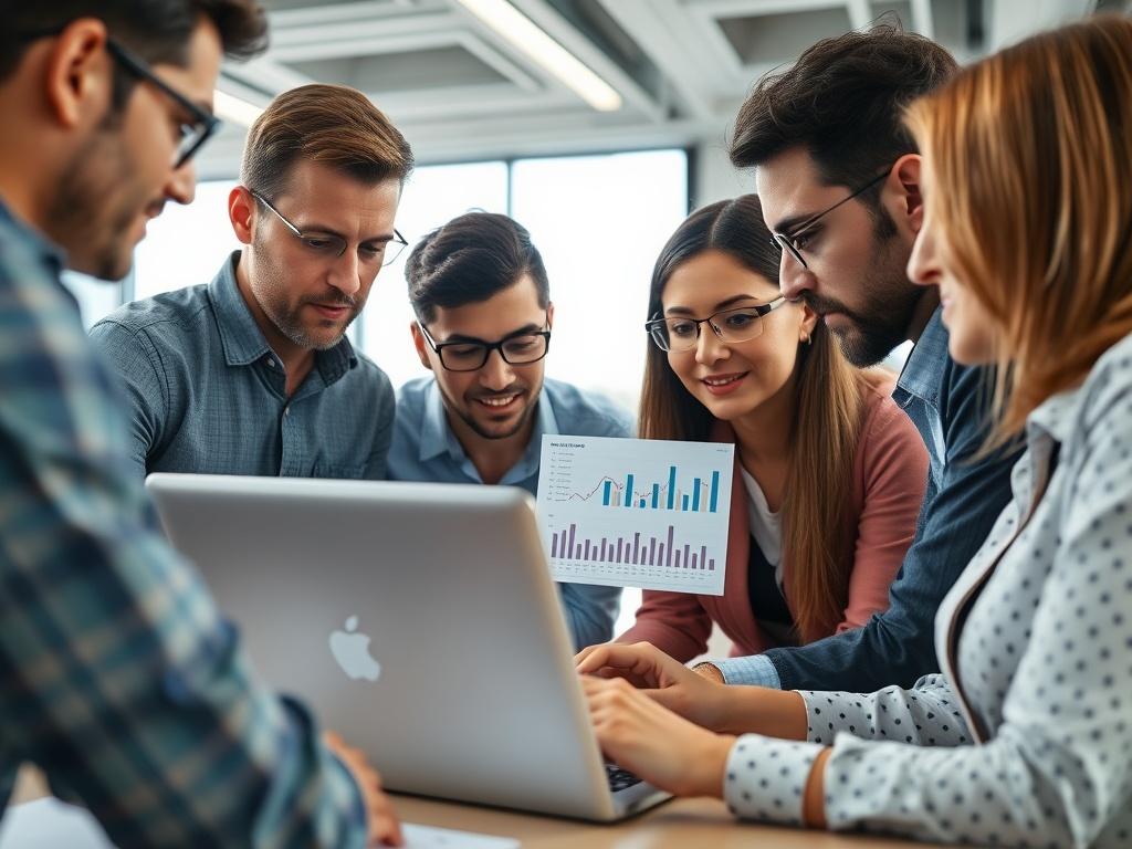 A close up of a team of professionals collaborating over