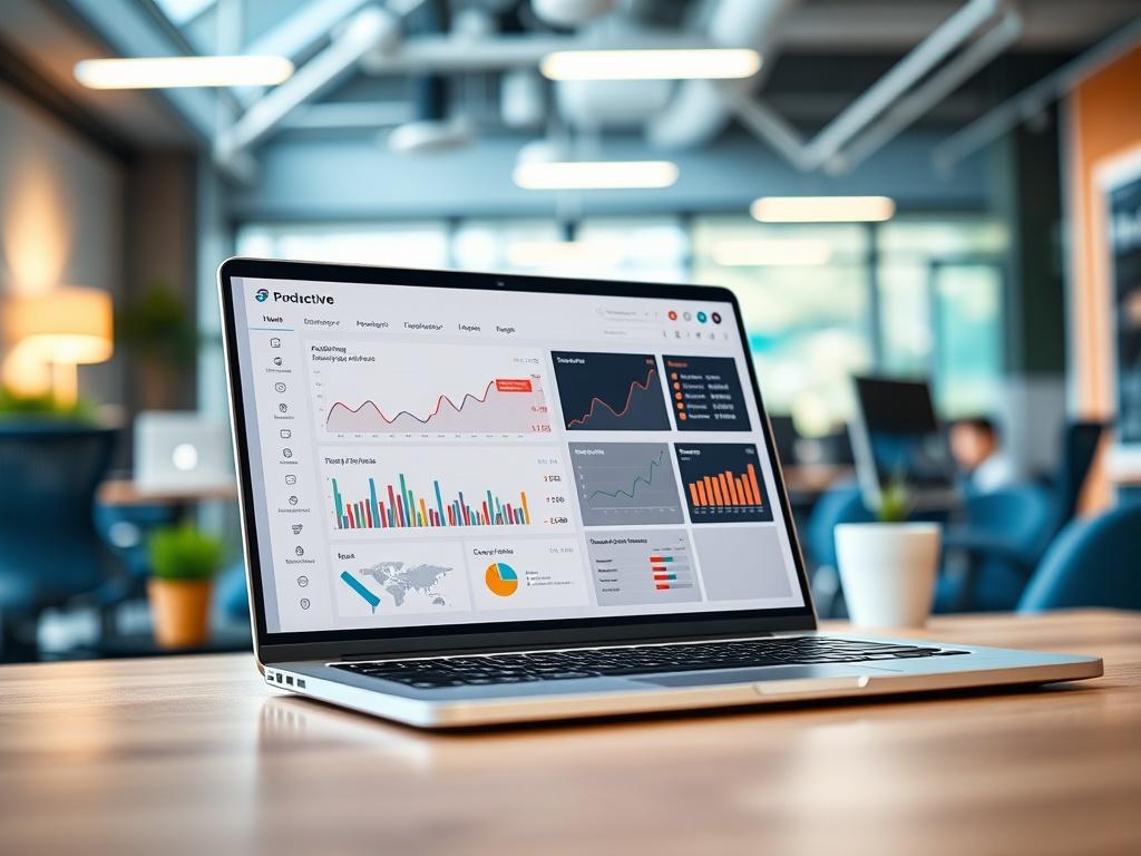 A close up shot of a modern workspace featuring a