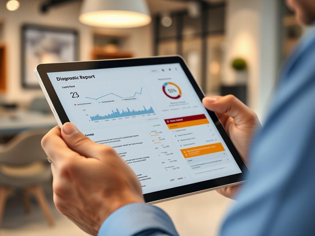 A hyper realistic close up shot of a professional reviewing