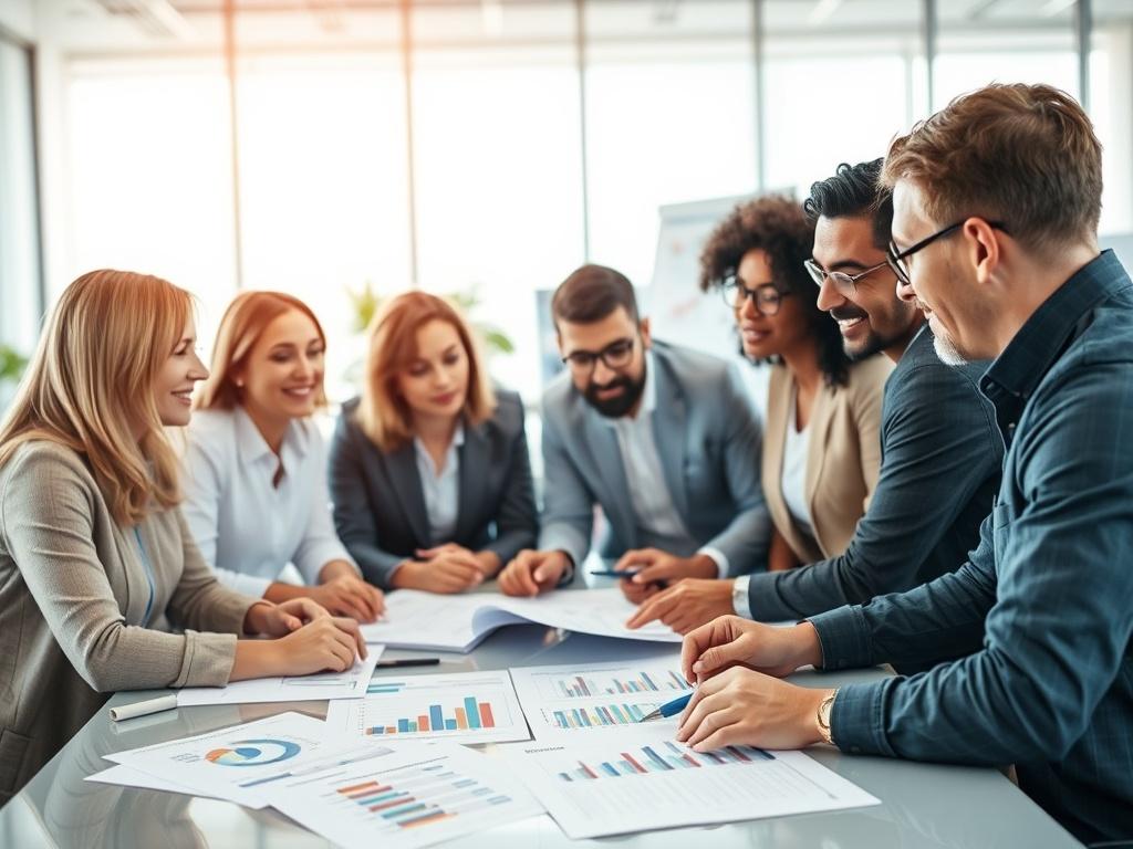 A hyper realistic close up shot of a team collaborating