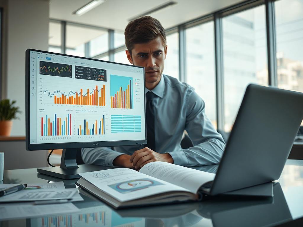 **AI Image Generation Prompt:**

Create a realistic high-resolution photo that visually represents the blog titled “The Turn: How Small AI Mistakes Become Big Business Problems.” The composition should feature a single subject: a professional-looking data scientist in an office setting, deeply focused as they examine charts and graphs displayed on a high-resolution monitor. The subject should exhibit a look of concern or contemplation, reflecting the urgency of identifying potential AI model drift.

The bac