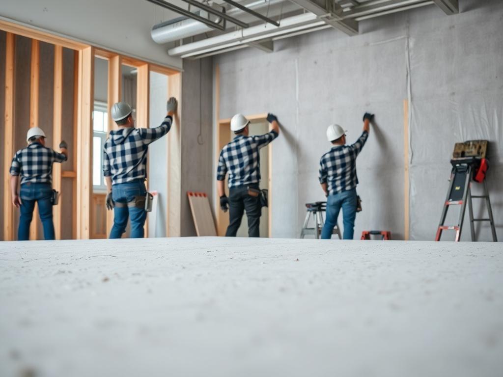 A close up shot of a commercial renovation project in