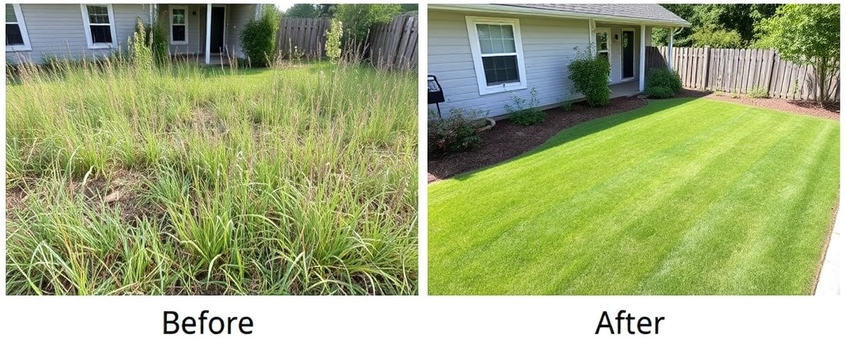 Yard cleanup - before and after