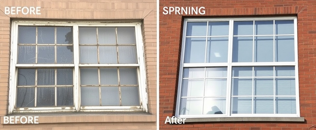 Window cleaning - before and after