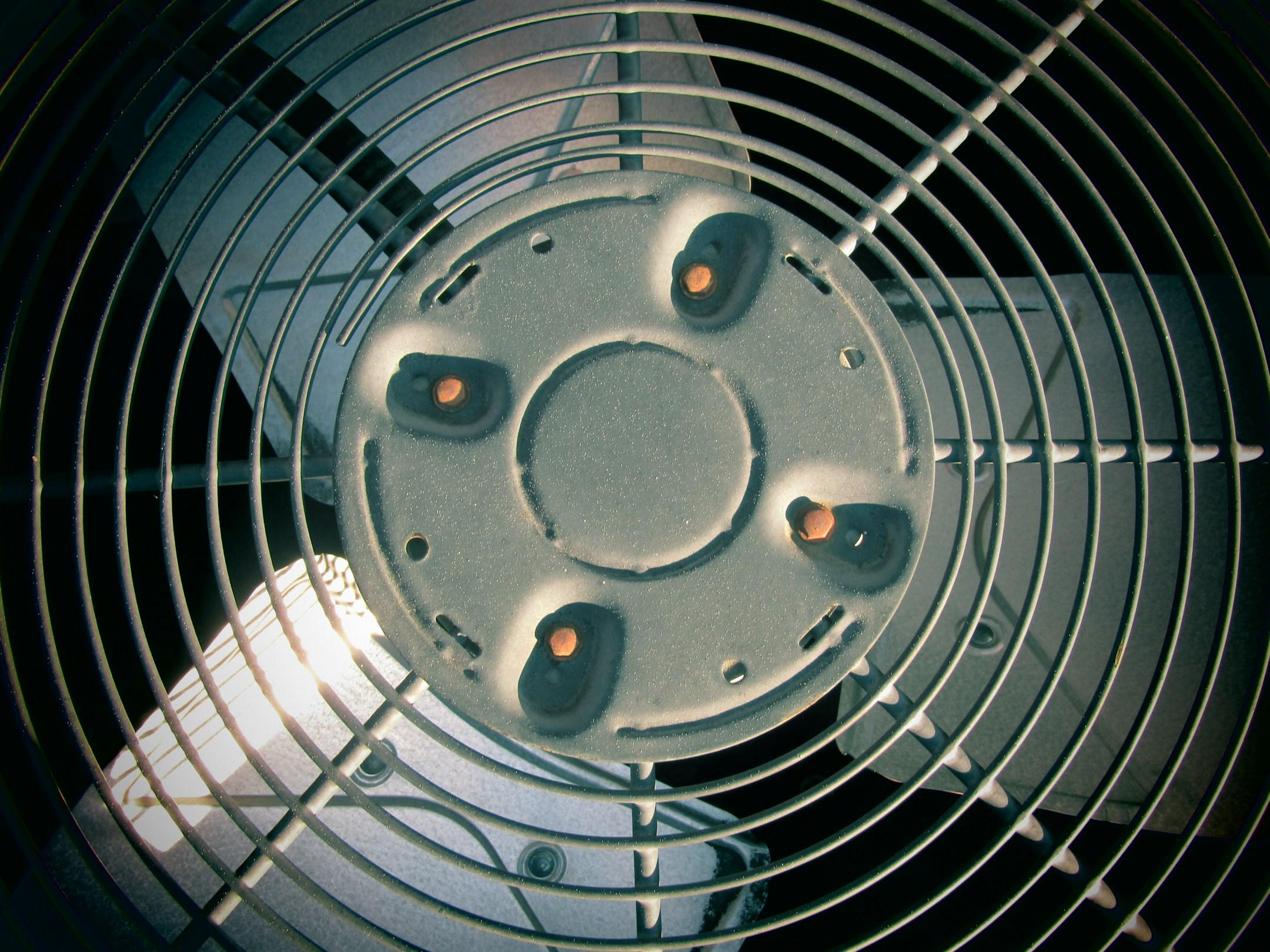 A close-up shot of a generator fan.