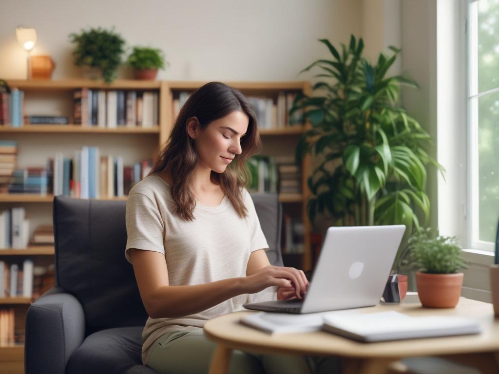 A visually calming image of a woman browsing through a