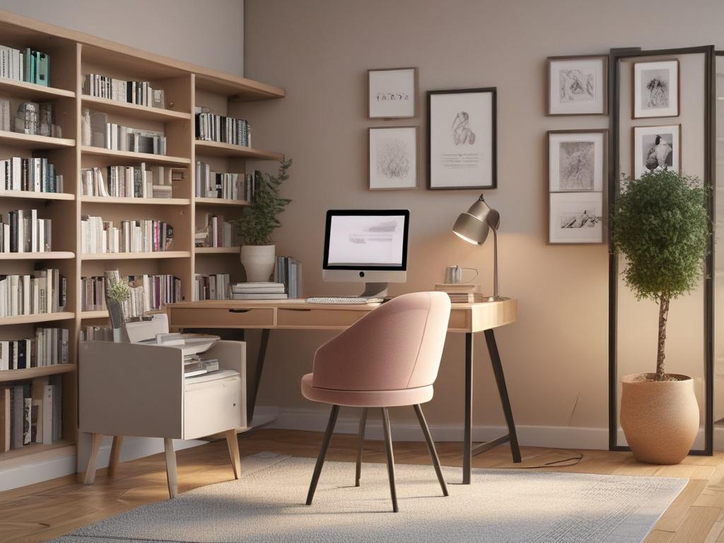 An inviting study space featuring a cozy chair and a