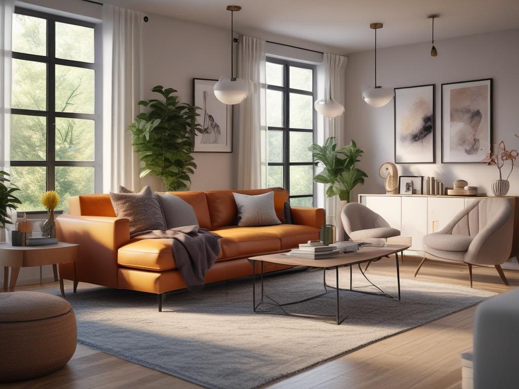 A close up shot of a freshly renovated living room,