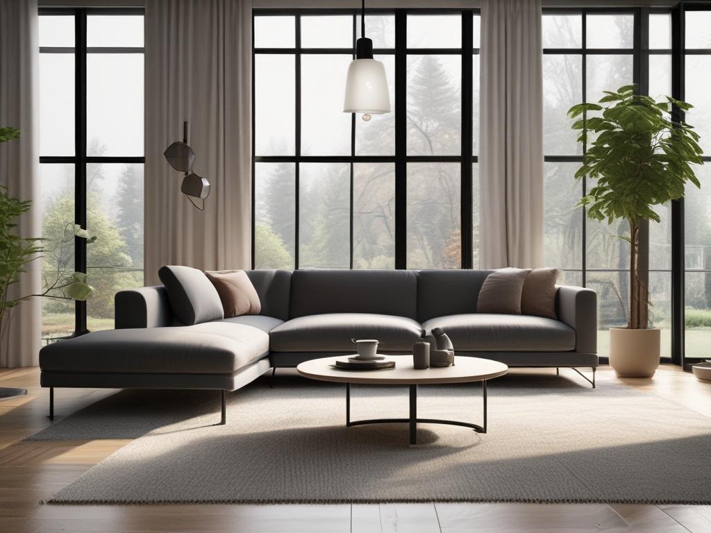 An elegant living room showcasing modern furnishings and smart home
