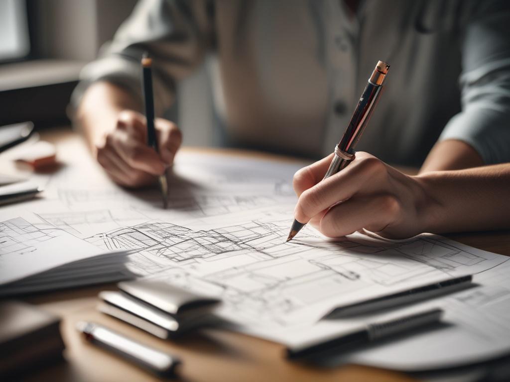 A close up shot of a designer working on architectural