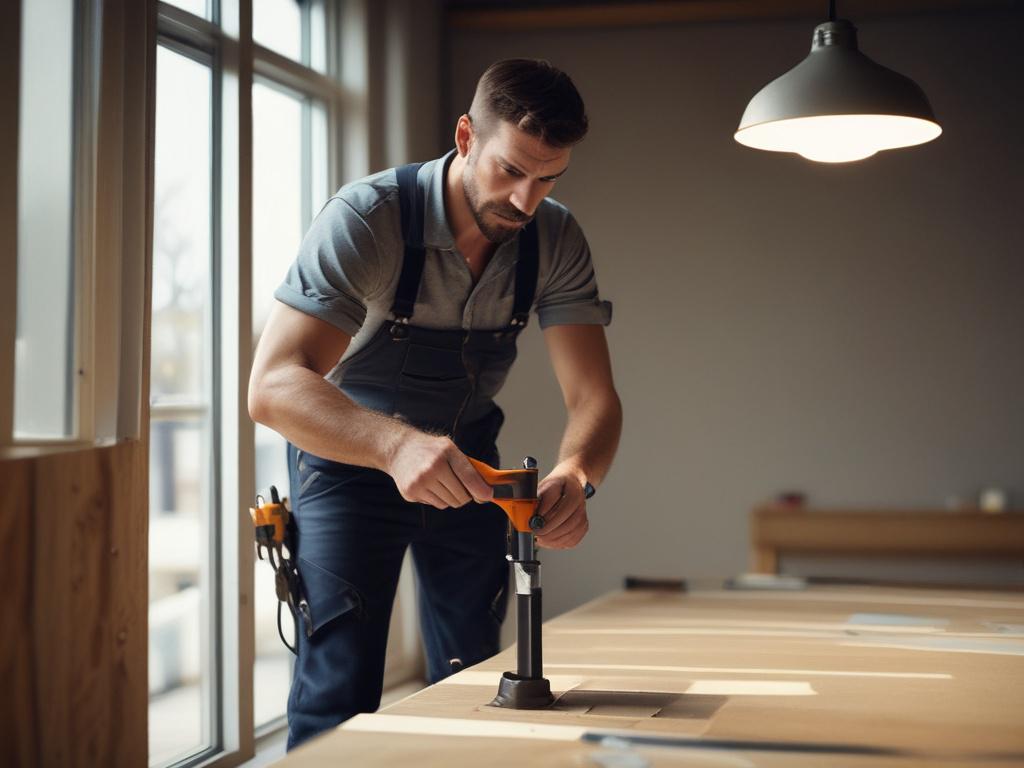 A close up shot of a tradesman expertly installing fixtures