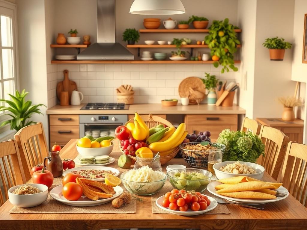 An inviting kitchen scene with a table set for a