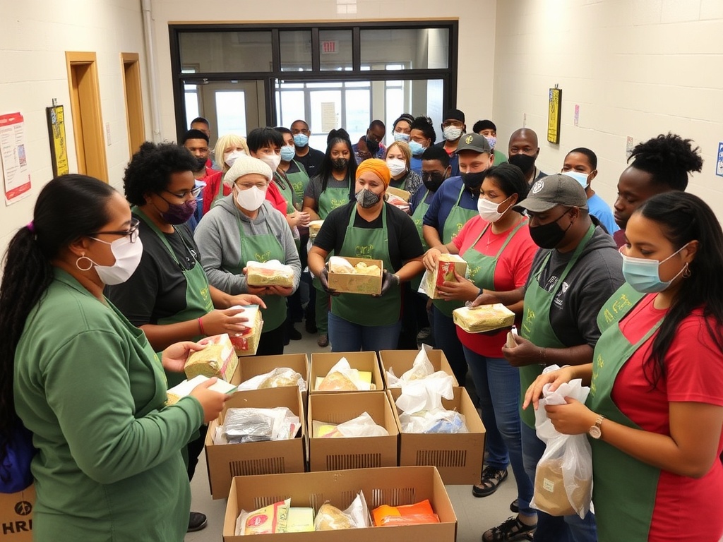 Volunteers and community members working together to help neighbors in Terrebonne Parish