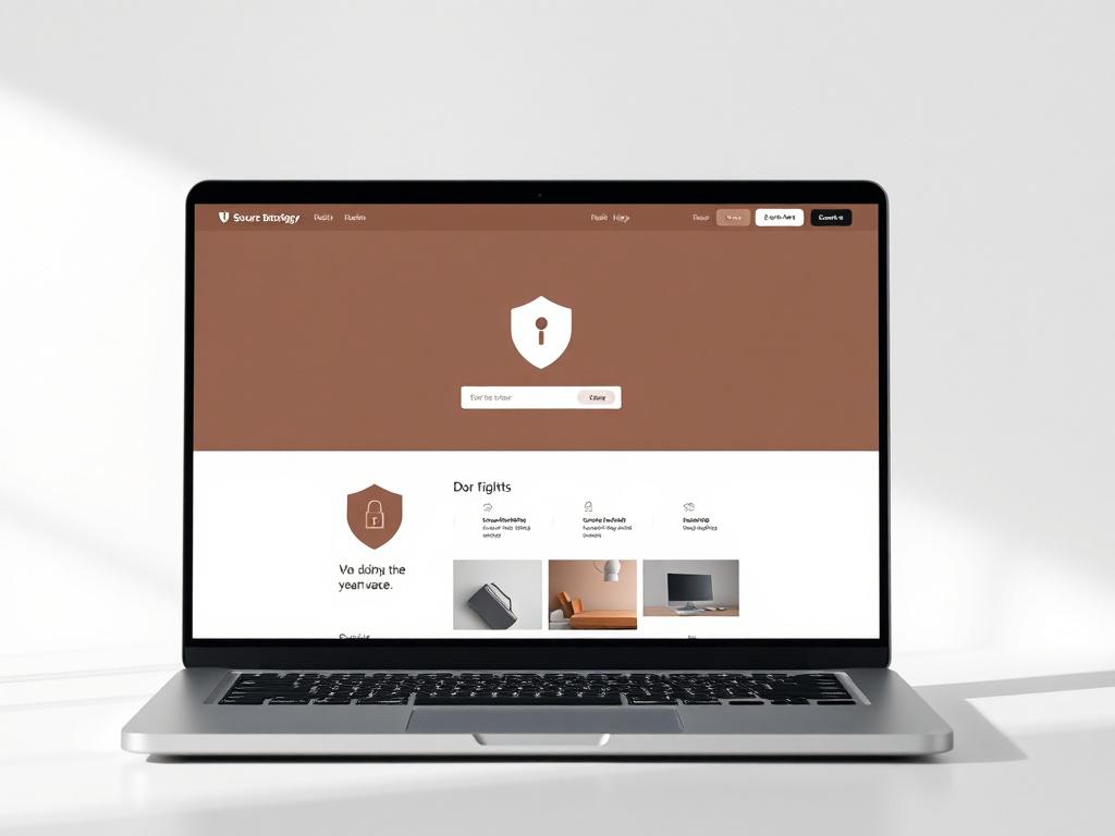 A high resolution image of a laptop displaying a secure