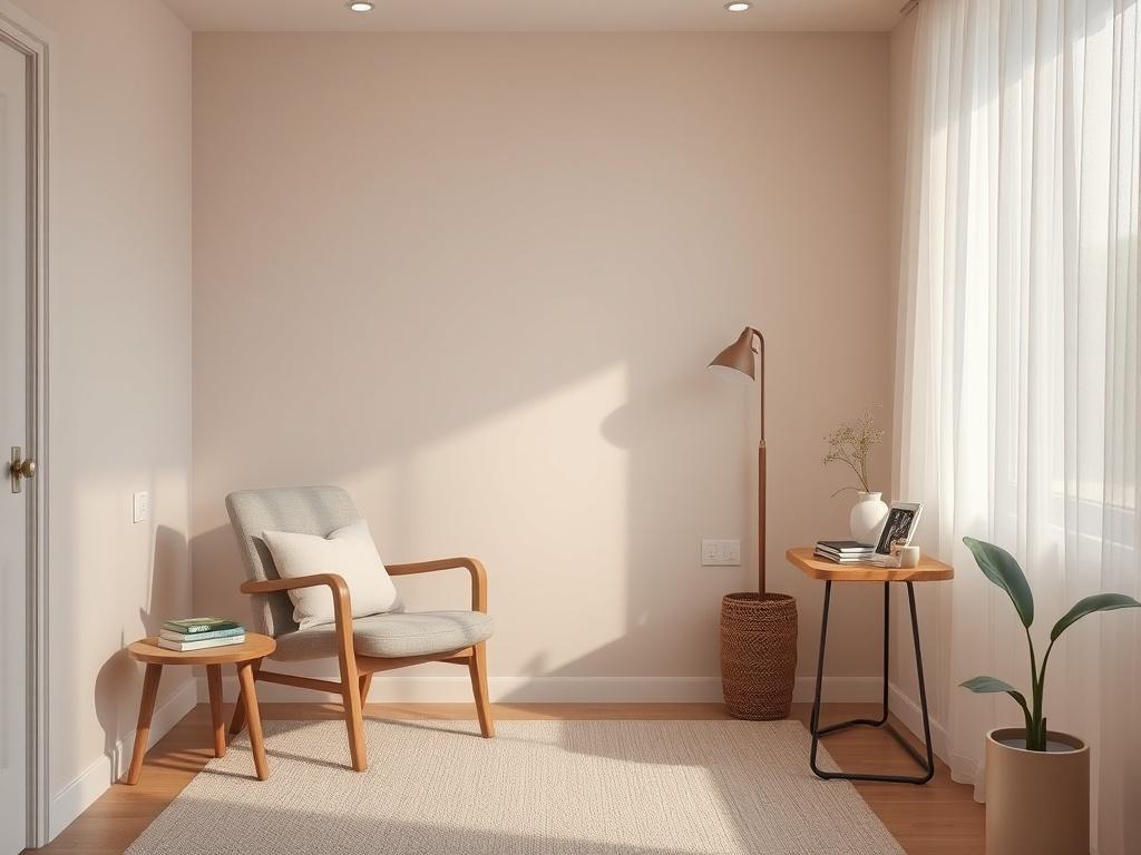 A serene and calming image of a cozy consultation room
