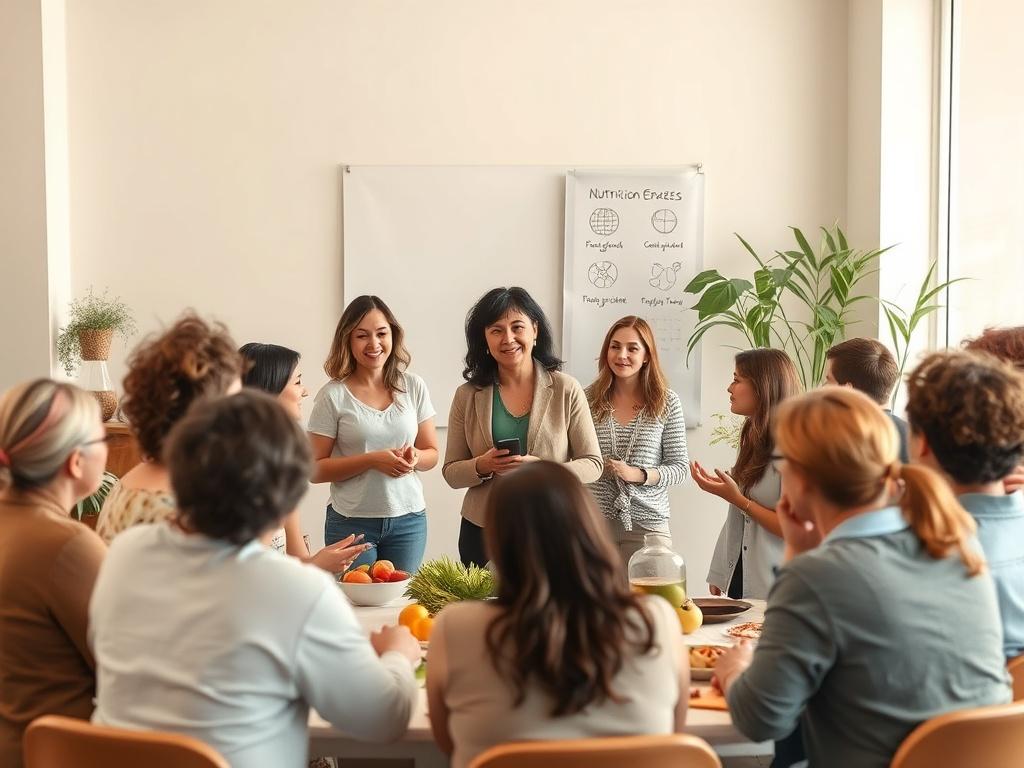 A group of diverse participants engaged in a lively workshop