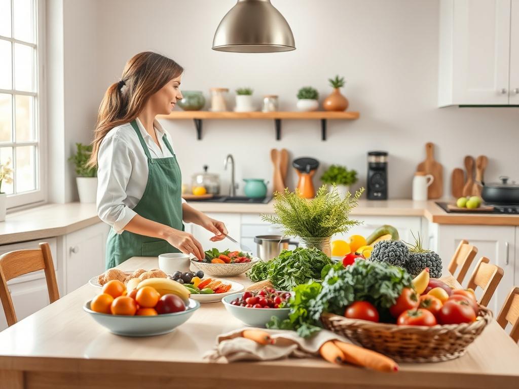 A bright and inviting kitchen setting where a nutritionist is