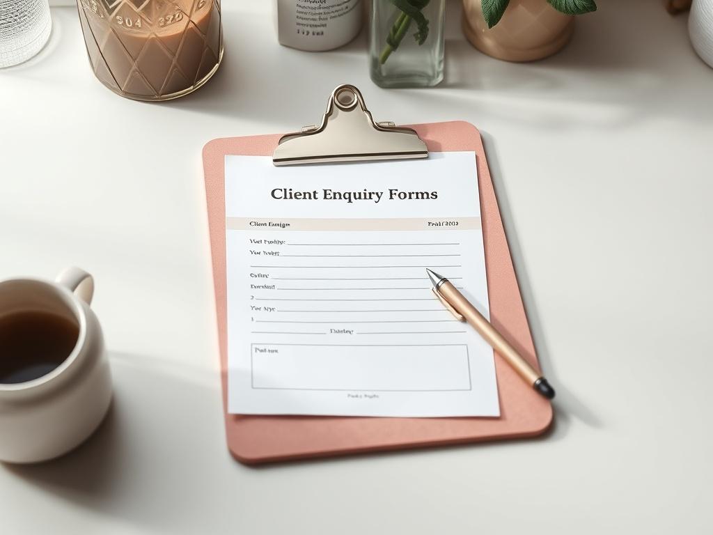 An inviting workspace featuring a beautifully designed Client Enquiry Form