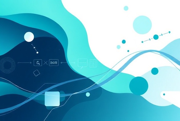 Abstract tech illustration with geometric shapes and digital interface elements