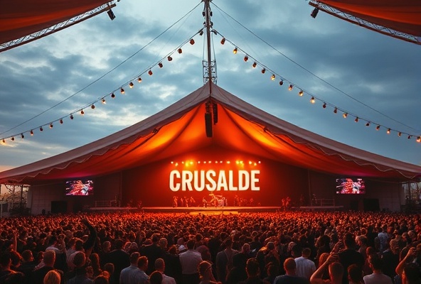 Crusade event with thousands gathered