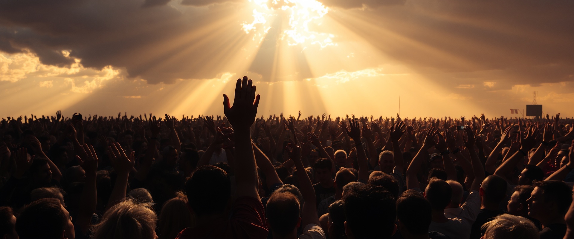 Crusade scene with worship