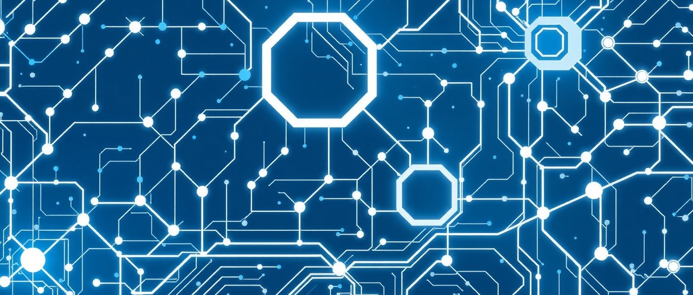 Abstract geometric tech pattern representing innovation and systems