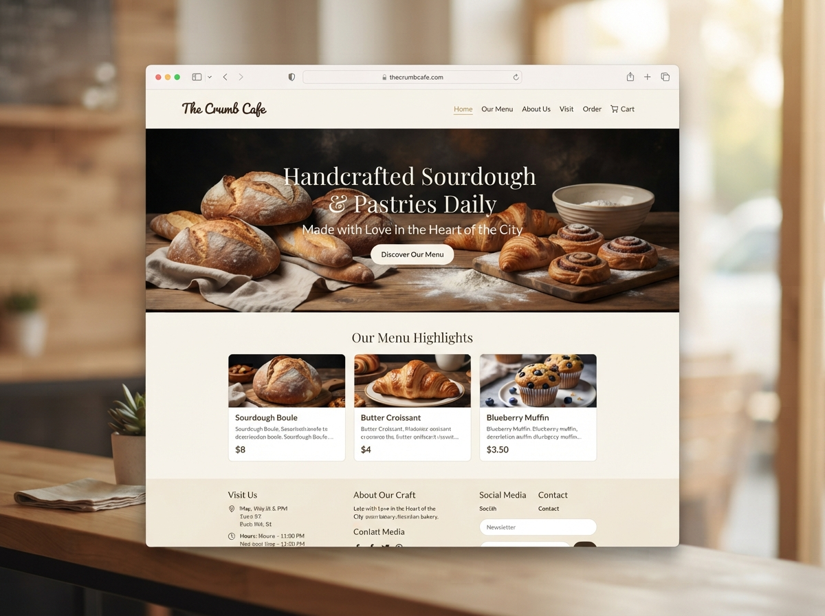 Artisan Bakery template preview for Rosa's Bakery
