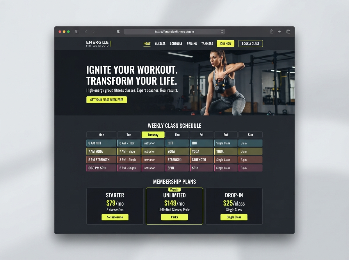 FitStudio Fitness template preview for Pulse Fitness Studio