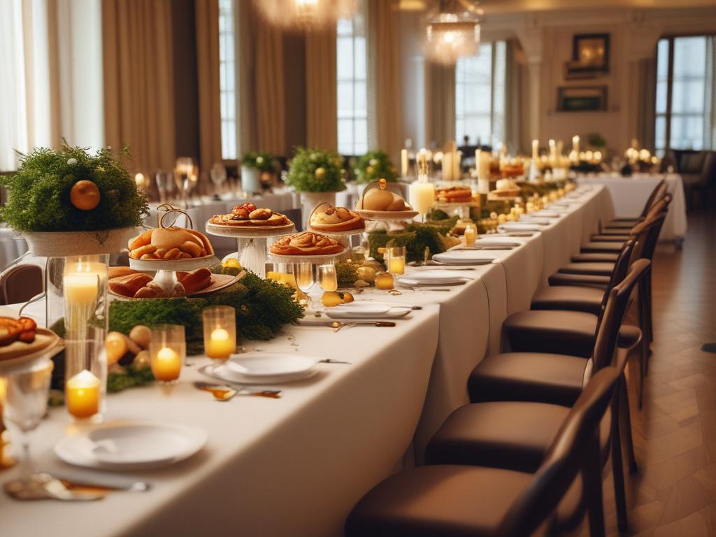 realistic high resolution of a corporate catering setup featuring stylish